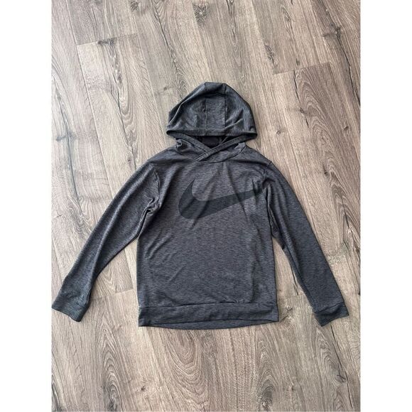 Nike Kid`s Lightweight Breathe Training Pullover Hoodie Heather Black size Mediu - Picture 1 of 4